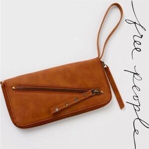 Free People Vegan Leather Wallet NWT Cognac Brown